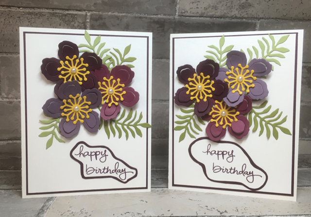 Two versions of corrected Botanical Blooms cards