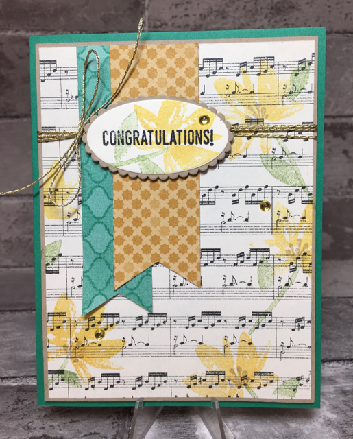 Music congrats card with a pop of Crumb Cake Stamen