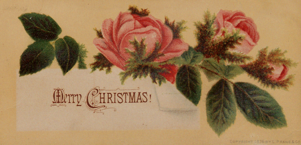 Early Louis Prang chromolithographic processed greeting (Christmas) cards History of Christmas Cards