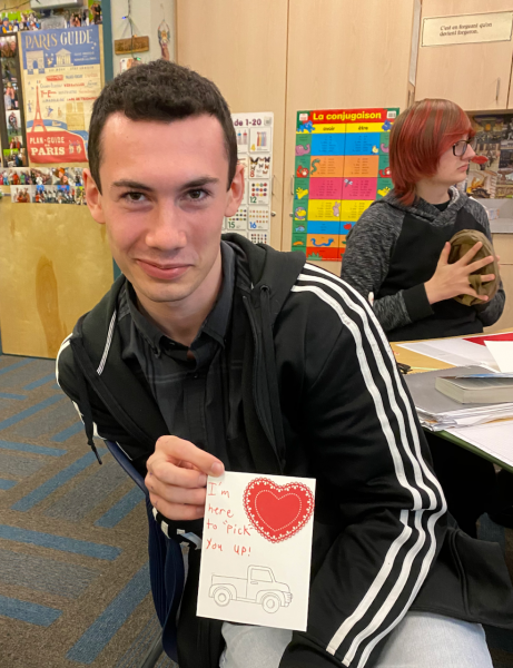 Proud student with his valentine